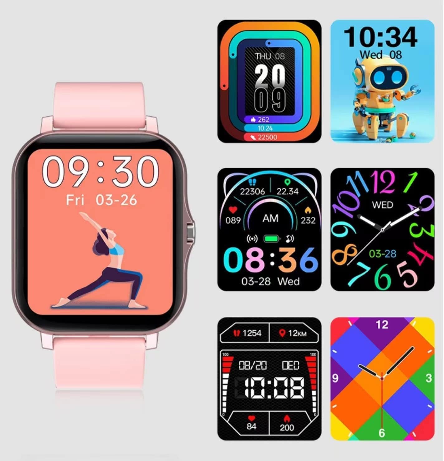 Smart Fitness Tracker Watch for Android/iOS - IP68 Waterproof, Heart Rate and Blood Oxygen Monitoring, Sleep Tracking, 8 Sports Modes, Breath Training, Weather Updates - 1.69-Inch Display for Men and Women in Rose Gold