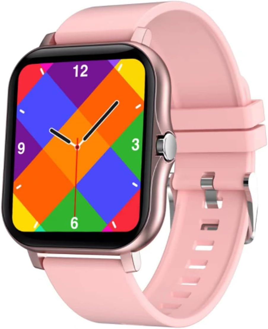 Smart Fitness Tracker Watch for Android/iOS - IP68 Waterproof, Heart Rate and Blood Oxygen Monitoring, Sleep Tracking, 8 Sports Modes, Breath Training, Weather Updates - 1.69-Inch Display for Men and Women in Rose Gold